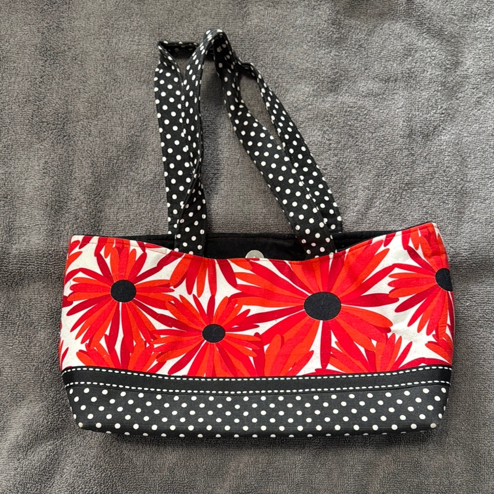 Floral Red and Black Tote Bag
